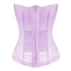 Women's Boned Corset Top Lingerie Bridal Underbust Low Back Waist Belt, Purple