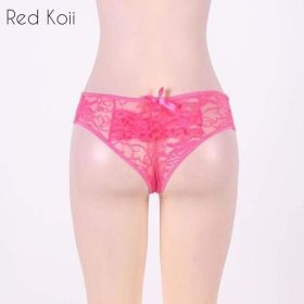 Sexy Lingerie Cut Out Underpants Briefs Lace See Through (Option: Pink-XXXL)