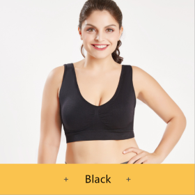 Sports Bra No Steel Ring Chest Wrap No Trace Female Underwear Beauty Yoga Back Shockproof (Option: Black-3XL)