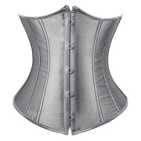 SEXY Gothic Underbust Corset and Waist cincher Bustiers Top Workout Shape Body Belt Plus size Lingerie S-6XL (Color: Gray)